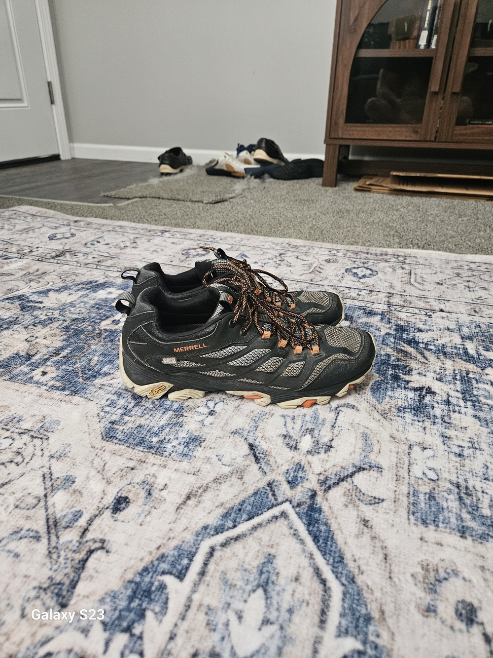 Merrell Moab Ventilator Hiking Shoes Men's Size 10 Black Gray Orange Vibram Trai